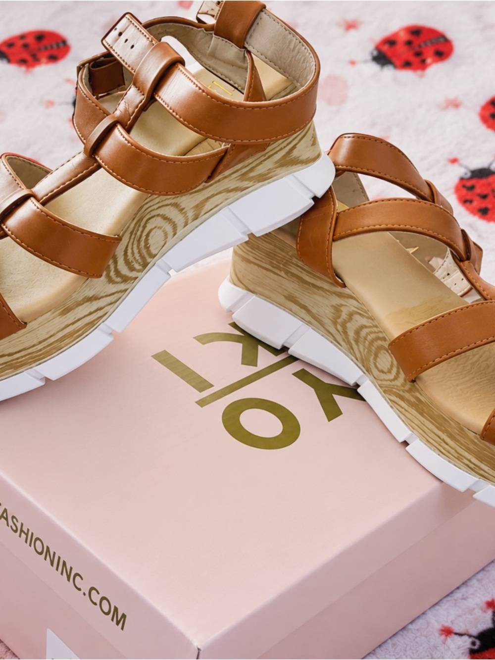 Women's Tan Platform Sandals - Casual Strappy Wedge